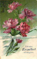 T2/T3 'Üdvözlet Erzsébet Névnapjára' / Nameday Greeting Postcard, Litho (fa) - Ohne Zuordnung