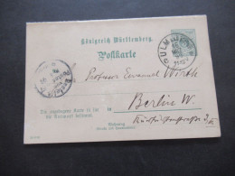 Altdeutschland Württemberg 1899 Ganzsache / Doppelkarte Ulm A.D.D. Bahnhof - Berlin An Professor Emanuel Wirth Violinist - Ganzsachen