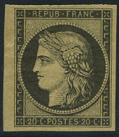 Neuf Avec Charnière N° 3F, 20c Noir Réimpression, BdF,  T.B. - Altri & Non Classificati