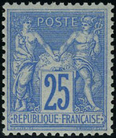 Neuf Avec Charnière N° 79, 25c Bleu, Cl, Excellent Centrage, TB, Signé Brun - Other & Unclassified
