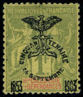 Neuf Avec Charnière N° 80a, 1F Surcharge Cinquantenaire En Noir, Aminci, Aspect TB, RRR, Signé Calves - Autres & Non Classés