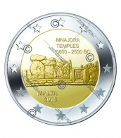 MALTA 2 EURO 2018 COMMEMORATIVO MNAJDRA   F.D.C. B.U.  FROM ROLLS - Malte