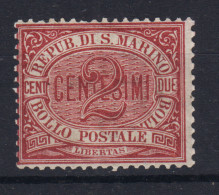 SAN MARINO 1894-99 CIFRA 2 CENTESIMI N.26 G.O MH* - Unused Stamps