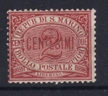 SAN MARINO 1894-99 CIFRA 2 CENTESIMI N.26 G.O MH* - Ungebraucht