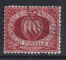 SAN MARINO 1892-94 STEMMA 15 CENTESIMI N.15 US. BEN CENTRATO - Used Stamps