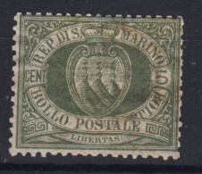 SAN MARINO 1892-94 STEMMA 5 CENTESIMI N.13 G.O MH* BEN CENTRATO - Ongebruikt