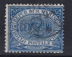 SAN MARINO 1892-94 CIFRA 2 CENTESIMI N.12 US. - Oblitérés