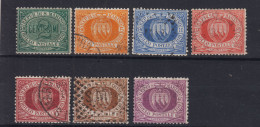 SAN MARINO 1877-90 SERIE COMPLETA 7 VALORI USATI 5 CENTESIMI G.O MH* CENTRATI - Usados