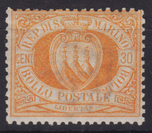 SAN MARINO 1892-94 30 CENTESIMI N.16 G.I MNH** - Unused Stamps