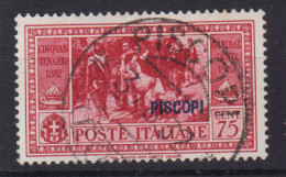 COLONIE EGEO PISCOPI 1932 GARIBALDI 75 CENTESIMI N.22 USATO - Egée (Piscopi)