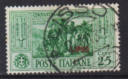 COLONIE EGEO LIPSO 1932 GARIBALDI 25 CENTESIMI N.19 USATO - Egée (Lipso)