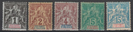 ANJOUAN - 1892 - YVERT N°1/4+6 * MLH - COTE = 39 EUR - - Unused Stamps