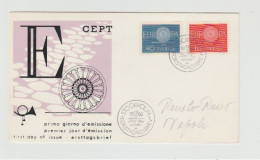 1960 N.1 BUSTA EUROPA CEPT PREMIER JOUR D'EMISSION FIRST DAY COVER ERSTTAGSBRIEF 1°GIORNO EMISSIONE HELVETIA BERNA - 1960