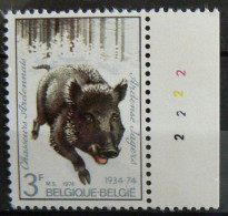 TP N° 1733-V **, Bord De Feuille Et N° De Planche 2, Sanglier, Point Rouge Sur Le I De Belgie, Parfait. - 1961-1990