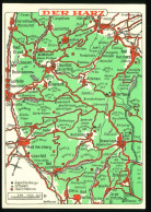 Orig. AK Um 1960 Karte Landkarte Plan Harz Mit Zeltplatz, Aussichtsturm, Jugendherberge Überblick - Altenau