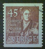 Sweden (Sverige), Scott #428, Used (o), 1951 Coil, Christopher Polhem, 35ö, Brown - Gebraucht