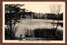 (RECTO / VERSO) SAINT JEAN DE BOURNAY EN 1941 - LE GRAND ETANG AVEC PECHEUR A LA LIGNE - BEAU CACHET - CPA - Saint-Jean-de-Bournay