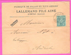 Enveloppe Commerciale Lallemand Fils Ainé Fabrique De Balais En Tous Genres à Aubenas Ardèche 1893 - 1800 – 1899