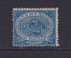 San Marino, Scott 2, MHR - Unused Stamps
