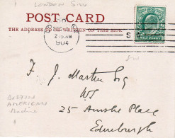 FEB 8  1904   Postcard  From London S.W. To Edinburgh With Boston Machine S.W. - Storia Postale