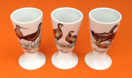 3 Mazagrans  Décor Bécasse / Perdrix / Canard Sauvage  Porcelaine De Limoges - Limoges (FRA)