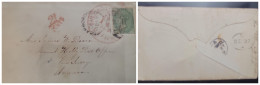 O)  1860 ENGLAND - SCARBOROUGH, QUEEN VITORIA 1sh Green, 21 CENTS PAID, CIRCULATED COVER TO NEW JERSEY. XF - Lettres & Documents