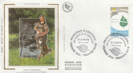 " ANNEE EUROP. DE LA CONSERVATION DE LA NATURE" Sur Enveloppe 1er Jour Sur Soie D'ANDORRE De 1993 Parf état FDC A SAISIR - Umweltschutz Und Klima