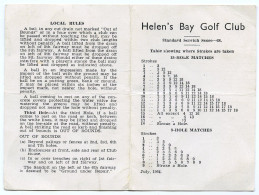 HELEN'S BAY GOLF CLUB, BANGOR - SCORECARD, 1964 - Autres & Non Classés