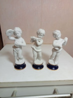 3 Anges En Biscuit XIXème Hauteur 14 Cm - Limoges (FRA)