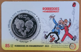 Belgium 5 Euro 2023. 85 Jaar Robbedoes & Kwabbenoot. Official Coincard. Mintage=7500 - FDC, BU, Proofs & Presentation Cases