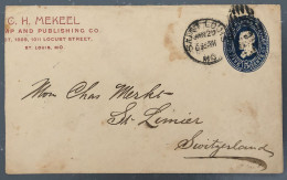 Etats-unis, Entier Enveloppe De Saint Louis 29.1.1890 Pour La Suisse - (B2468) - ...-1900