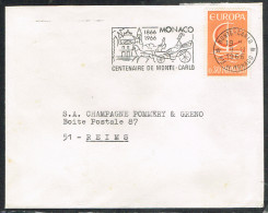 EUR66-L4 - MONACO N° 898 EUROPA Sur Lettre Avec Flamme Centenaire De Monte-Carlo - Brieven En Documenten