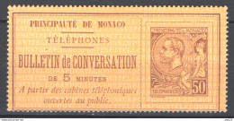 Monaco 1886 Telefono Unif.1 (*)/MNG VF - Telefono