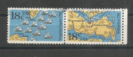 USA 1981 American Bicentennial - Battles Of Yorktown And Virginia Capes Sc.1937/38 VFU Se Tenents Pair - Bandes & Multiples