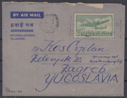 Action !! SALE !! 50 % OFF !! ⁕ INDIA 1963 ⁕ Airmail AEROGRAMME / Letter ⁕ Nice Cover Traveled To Yugoslavia, Zagreb - Poste Aérienne