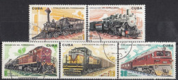 CUBA 2085-2089,used,falc Hinged,trains - Gebraucht