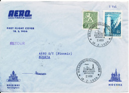Finland Finnair First Flight Helsingfors - Moskva 18-2-1956 - Storia Postale