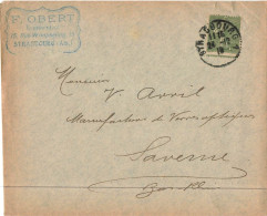 SEMEUSE 15C YT 130 JOLI DECALAGE SUR LETTRE STRASBOURG 24/12/1910 POUR SAVERNE - Cartas & Documentos