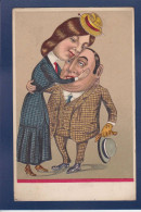 CPA Gaufrée Femme Couple Caricature Satirique Embossed Non Circulé Chapeau épingle - Femmes