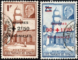 Détail De La Série Maréchal Pétain Surchargés -> Oeuvres Coloniales Obl. Cote Des Somalis N° 251 - 252 - 1944 Maréchal Pétain, Surchargés – Œuvres Coloniales