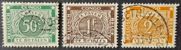 Congo Belge Belgium Congo 1943 Taxe Dentelé Perfin 14x15 Yvert 75 76 77 O Used - Oblitérés