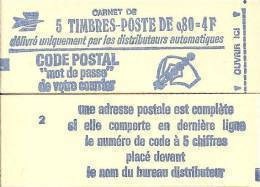 CARNET 1816-C 1 Marianne De Béquet "CODE POSTAL" Conf. 2 Fermé Parfait état TRES RARE - Modernes : 1959-...