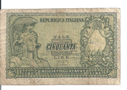 ITALIE 50 LIRE 1951 VG+ P 91 A - 50 Lire