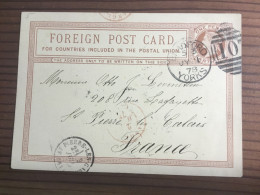 Grossbritannien  Ganzsache 1878 Nach Frankreich - Briefe U. Dokumente