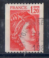 1978-N° 1981B  "SABINE DE GANDON" 1t De Roulette 1f.20 Rouge Non Dentelé Vertical-oblitéré Circulaire-2 Bandes Phospho - 1977-1981 Sabine De Gandon