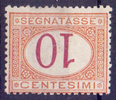 ITALIA - REGNO SEGNATASSE  CIFRA CAPOVOLTE  10 C OCRE E CARMINO - **MNH - 1870/74 - Taxe