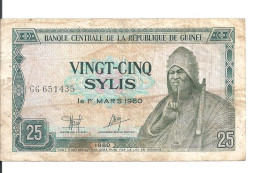 GUINEE 25 SYLIS 1980 VF P 24 - Guinée