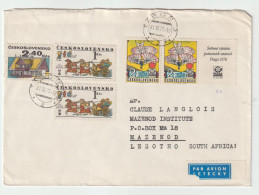 7096 Lettre Cover 1977 TCHECOSLOVAQUIE CESKOSLOVENSKO PRAGA 1978 CINDERELLA VIGNETTE TABOR LESOTHO MAZENOD - Lettres & Documents