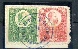 1871. Réznyomat 3+5Kr Kivágáson, Kék PEST Briefsammlunk Bélyegzéssel! - Used Stamps