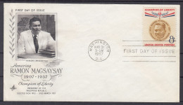 Action !! SALE !! 50 % OFF !! ⁕ USA 1957 ⁕ RAMON MAGSAYSAY 8c. ⁕ FDC Cover / Washington - 1951-1960